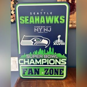 Seattle Seahawks NFL wall sports sign vinyl. Super Bowl XLVIII. 12”x18”. New.